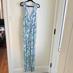 Lilly Pulitzer Blue and White Floral Jumpsuit